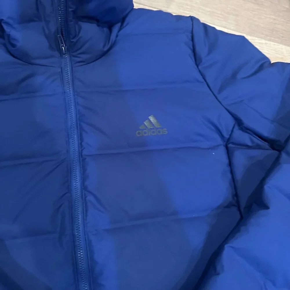 ADIDAS MENS ROYAL BLUE XL HOODED PUFFER JACKET